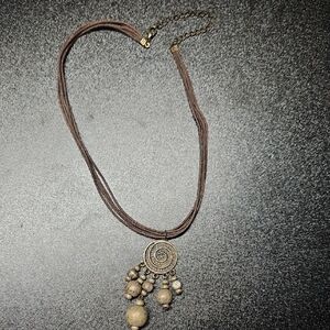 🟠Brown Beaded Necklace with Spiral Pendant🟠